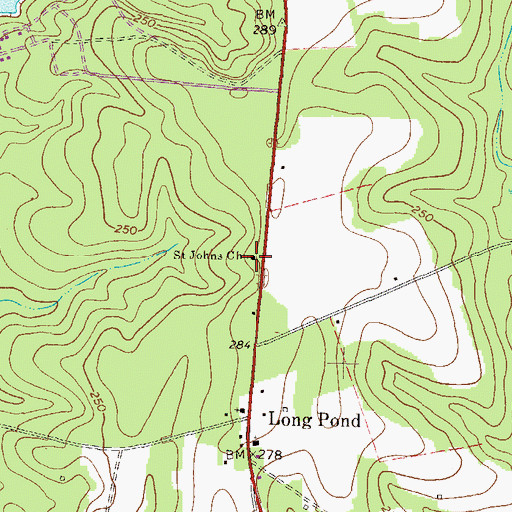 Topographic Map of Saint Johns Church, GA