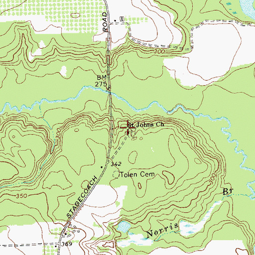 Topographic Map of Saint Johns Church, GA