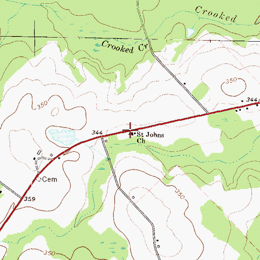 Topographic Map of Saint Johns Church, GA