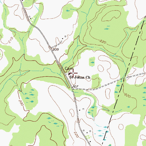 Topographic Map of Saint Johns Church, GA