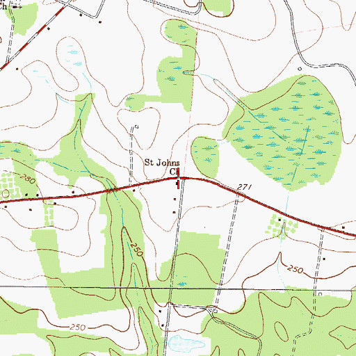 Topographic Map of Saint Johns Church, GA