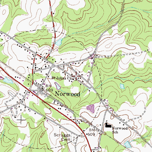 Topographic Map of Saint Johns Church, GA