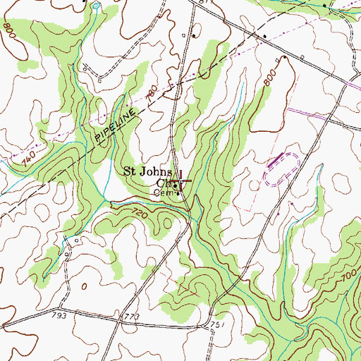 Topographic Map of Saint Johns Church, GA