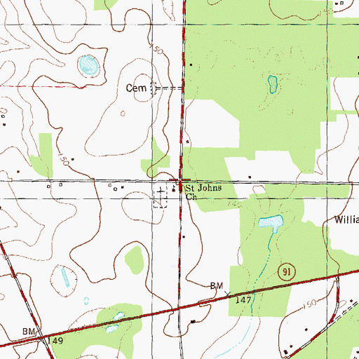 Topographic Map of Saint Johns School, GA