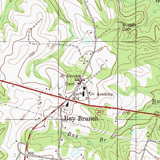 Topographic Map of Saint Josephs Church, GA
