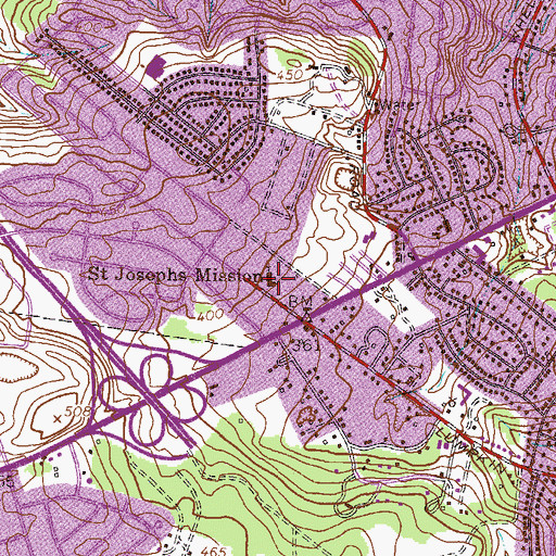Topographic Map of Saint Josephs Mission, GA