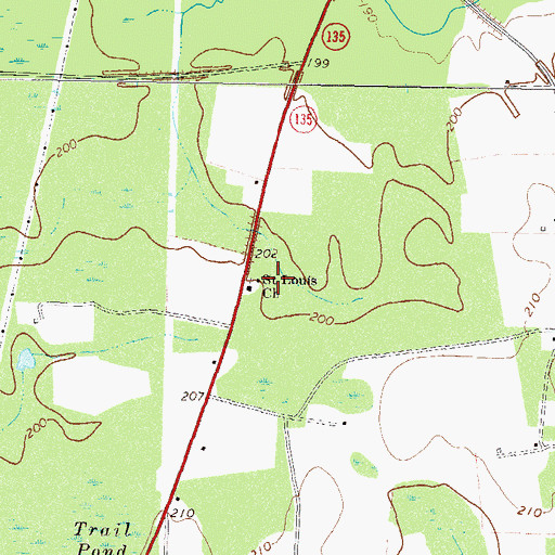 Topographic Map of Saint Louis Church, GA