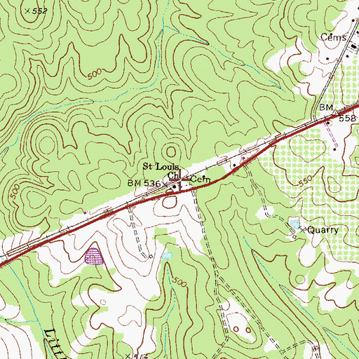 Topographic Map of Saint Louis Church, GA