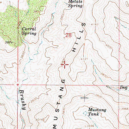 Topographic Map of Mustang Hills, AZ