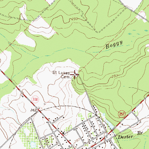 Topographic Map of Saint Lukes Cemetery, GA
