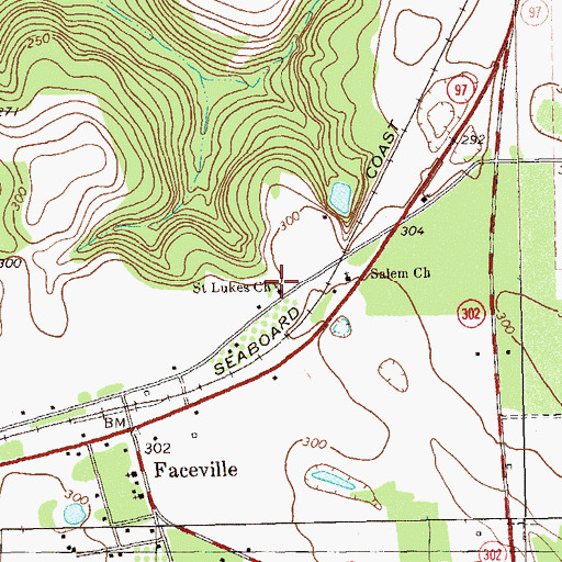 Topographic Map of Saint Lukes Church, GA