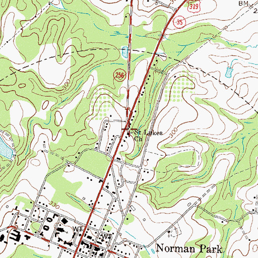 Topographic Map of Saint Lukes Church, GA