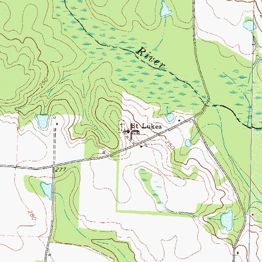 Topographic Map of Saint Lukes Church, GA
