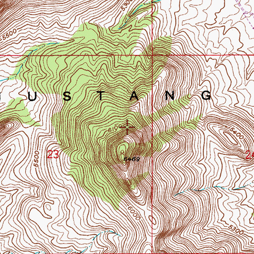 Topographic Map of Mustang Mountains, AZ