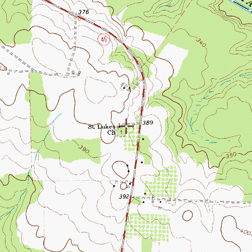 Topographic Map of Saint Lukes Church, GA