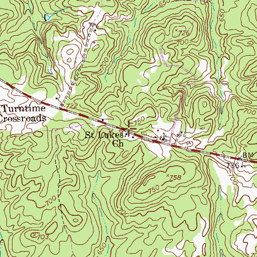 Topographic Map of Saint Lukes Church, GA