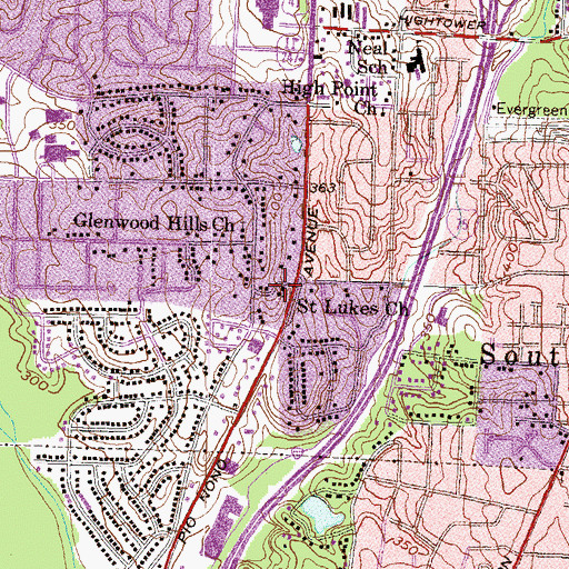Topographic Map of Saint Lukes Church, GA