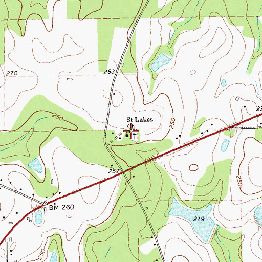Topographic Map of Saint Lukes Church, GA