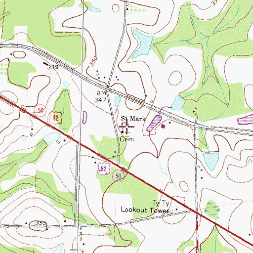 Topographic Map of Saint Mark Church, GA