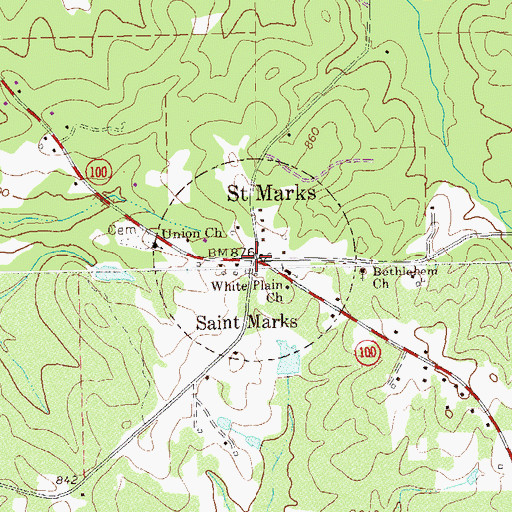 Topographic Map of Saint Marks, GA