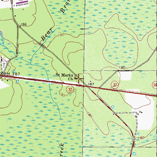 Topographic Map of Saint Marks Church, GA