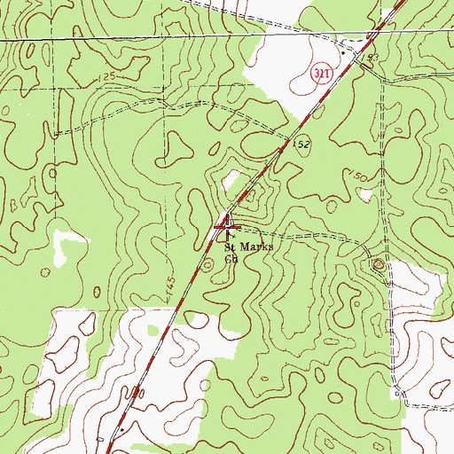 Topographic Map of Saint Marks Church, GA