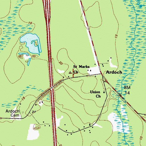 Topographic Map of Saint Marks Church, GA