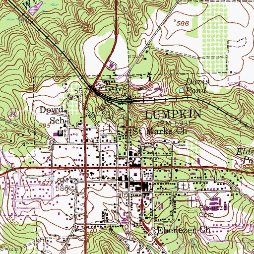 Topographic Map of Saint Marks Church, GA