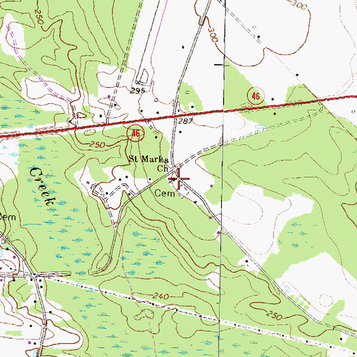 Topographic Map of Saint Marks Church, GA