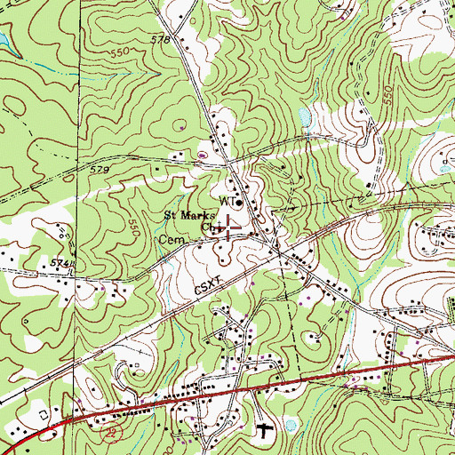 Topographic Map of Saint Marks Church, GA