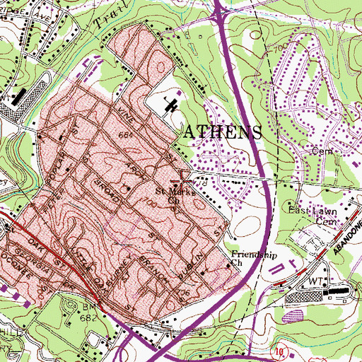 Topographic Map of Saint Marks Church, GA