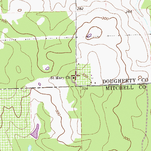 Topographic Map of Saint Mary Church, GA