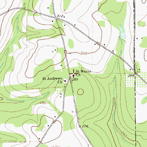Topographic Map of Saint Marys Church, GA