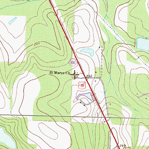 Topographic Map of Saint Marys Church, GA