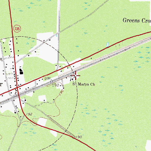 Topographic Map of Saint Marys Church, GA