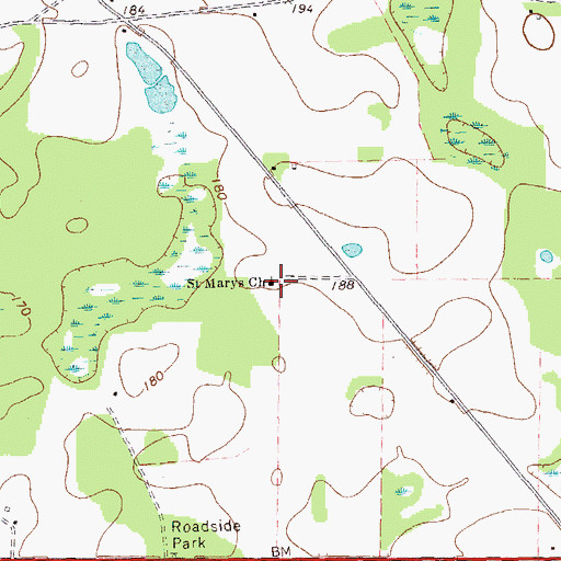 Topographic Map of Saint Marys Church, GA