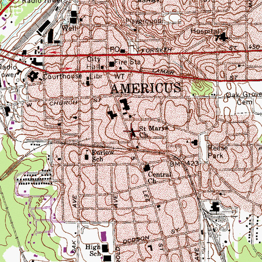Topographic Map of Saint Marys Church, GA