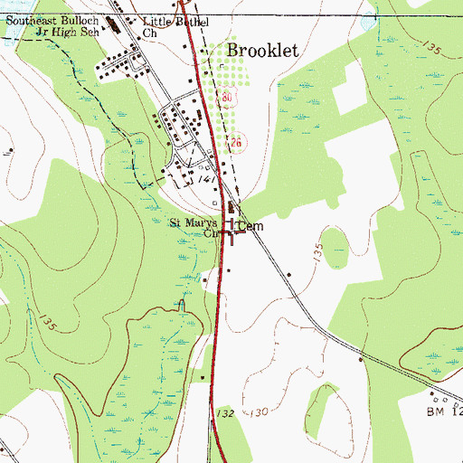 Topographic Map of Saint Marys Church, GA