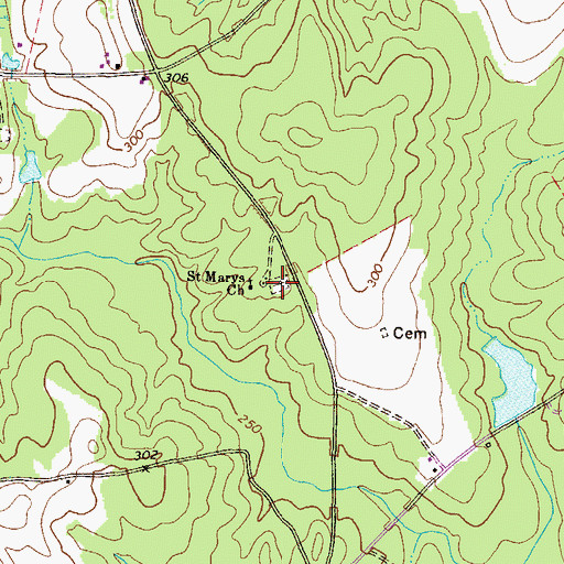 Topographic Map of Saint Marys Church, GA