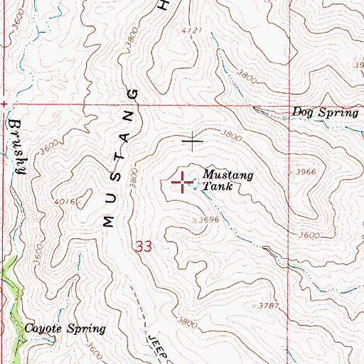 Topographic Map of Mustang Tank, AZ