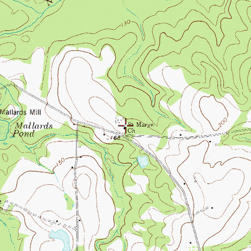 Topographic Map of Saint Marys Church, GA