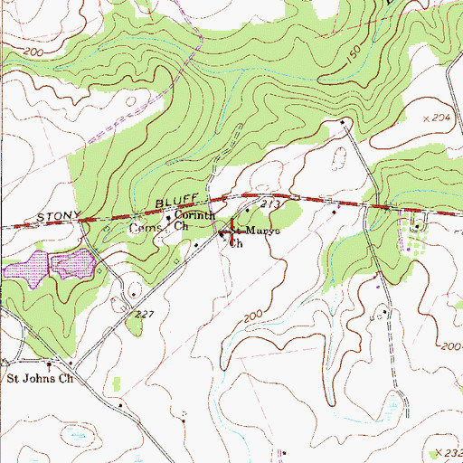 Topographic Map of Saint Marys Church, GA