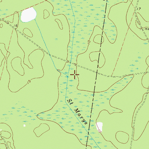Topographic Map of Saint Marys Cut, GA