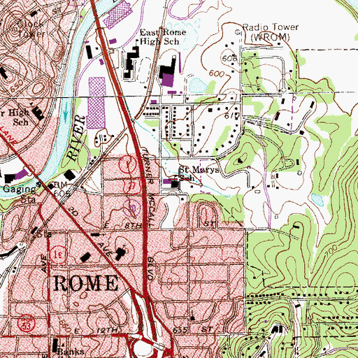 Topographic Map of Saint Mary's Catholic School, GA