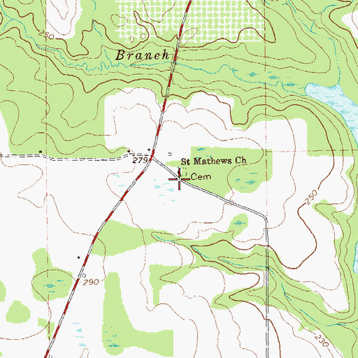 Topographic Map of Saint Mathews Church, GA
