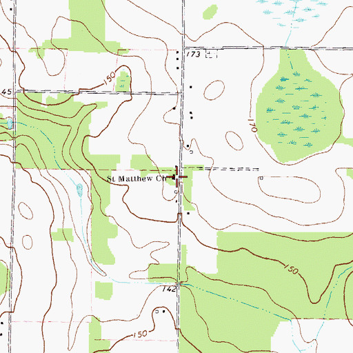 Topographic Map of Saint Matthews Church, GA