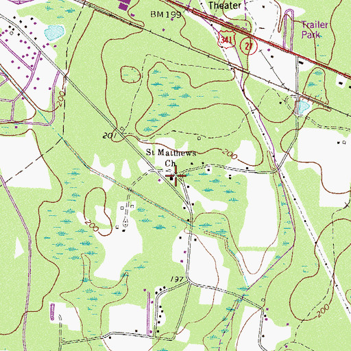 Topographic Map of Saint Matthews Baptist Church, GA