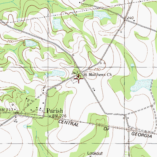 Topographic Map of Saint Matthews Church, GA
