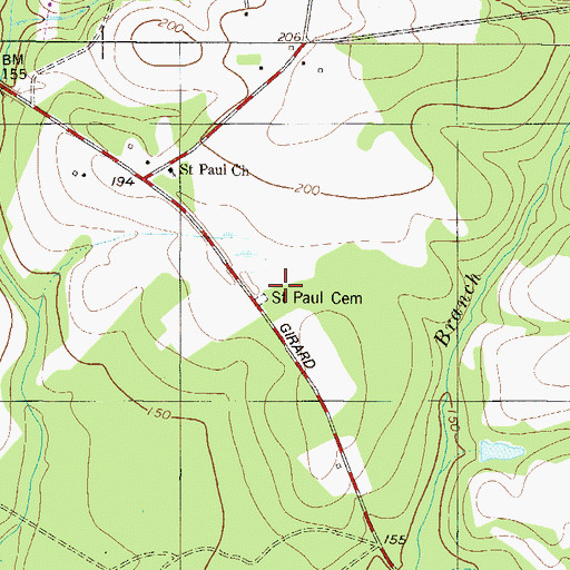 Topographic Map of Saint Paul Cemetery, GA