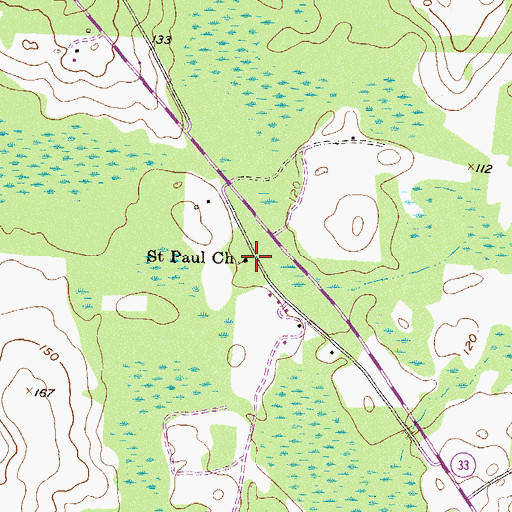 Topographic Map of Saint Paul Church, GA